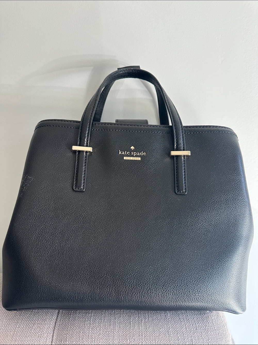 Kate Spade Black Top-Handle Satchel with Gold Hardware